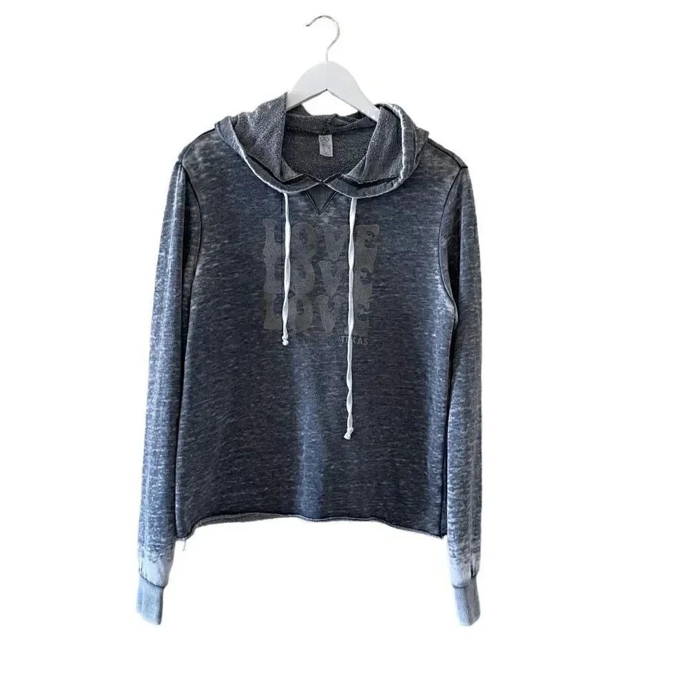 Alternative Apparel Burnout Boxy Hoodie Cotton Blend Sweatshirt SZ S #1268